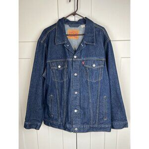 Levi's Original Trucker Denim Jean Jacket Women's 3XL Dark Wash Button Front